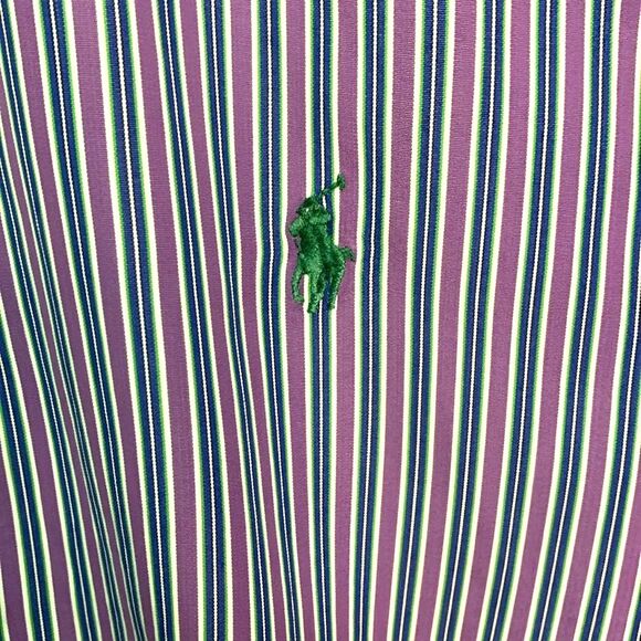 Ralph Lauren Purple Blue White Stripe Long Sleeve Button Down Dress Shirt Sz XL - Picture 4 of 9